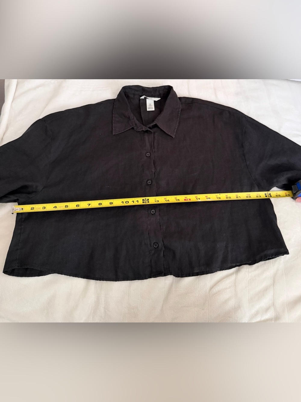 H&M Black Linen Short-Sleeve Button Shirt - Picture 3 of 6